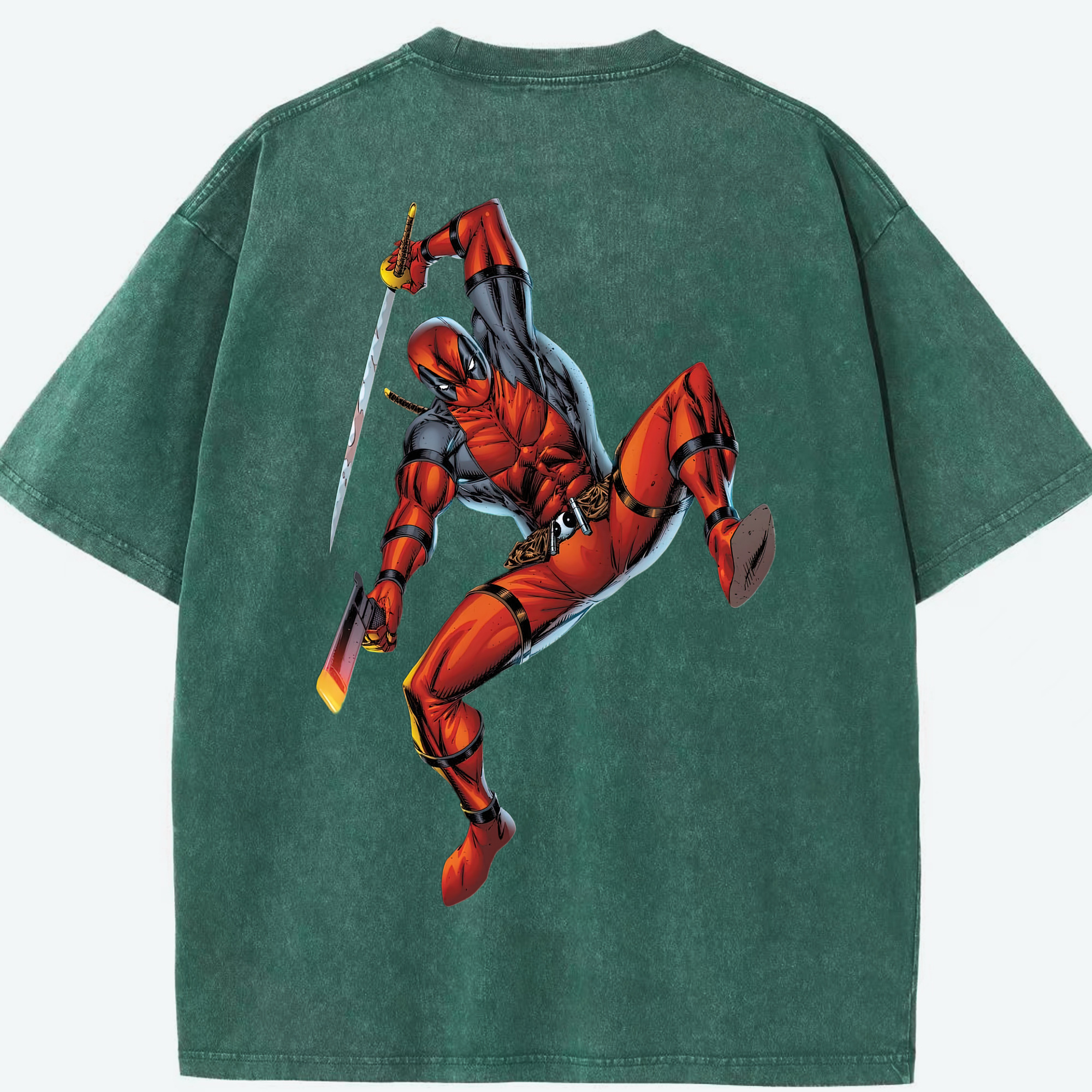 （画像用） Deadpool デッドプール 綿100% ヴィンテージ風 半袖Tシャツ（背面プリント）